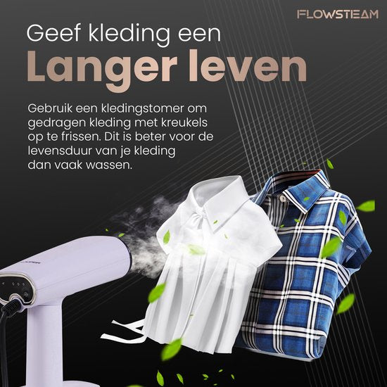 FLOWSTEAM® Luxury Clothes steamer - Défroisseur à main - Vêtements à la vapeur - Lavender Edition