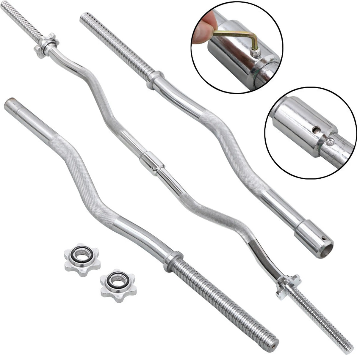 Yaheetech EZ-curl Dumbbell Set 25 kg - équipé d'une barre de curl chromée et de 6 disques de poids en béton et de verrous - pour la musculation et le développement musculaire - métal noir, plastique et béton - 120 x 26 x 26 cm
