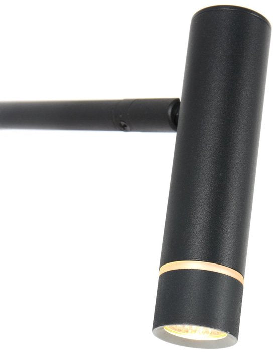 Lampadaire Steinhauer Volari 4710ZW en plastique noir et métal, hauteur 120 cm, ampoule LED « dim-to-warm » avec tête orientable et inclinable, pour usage intérieur