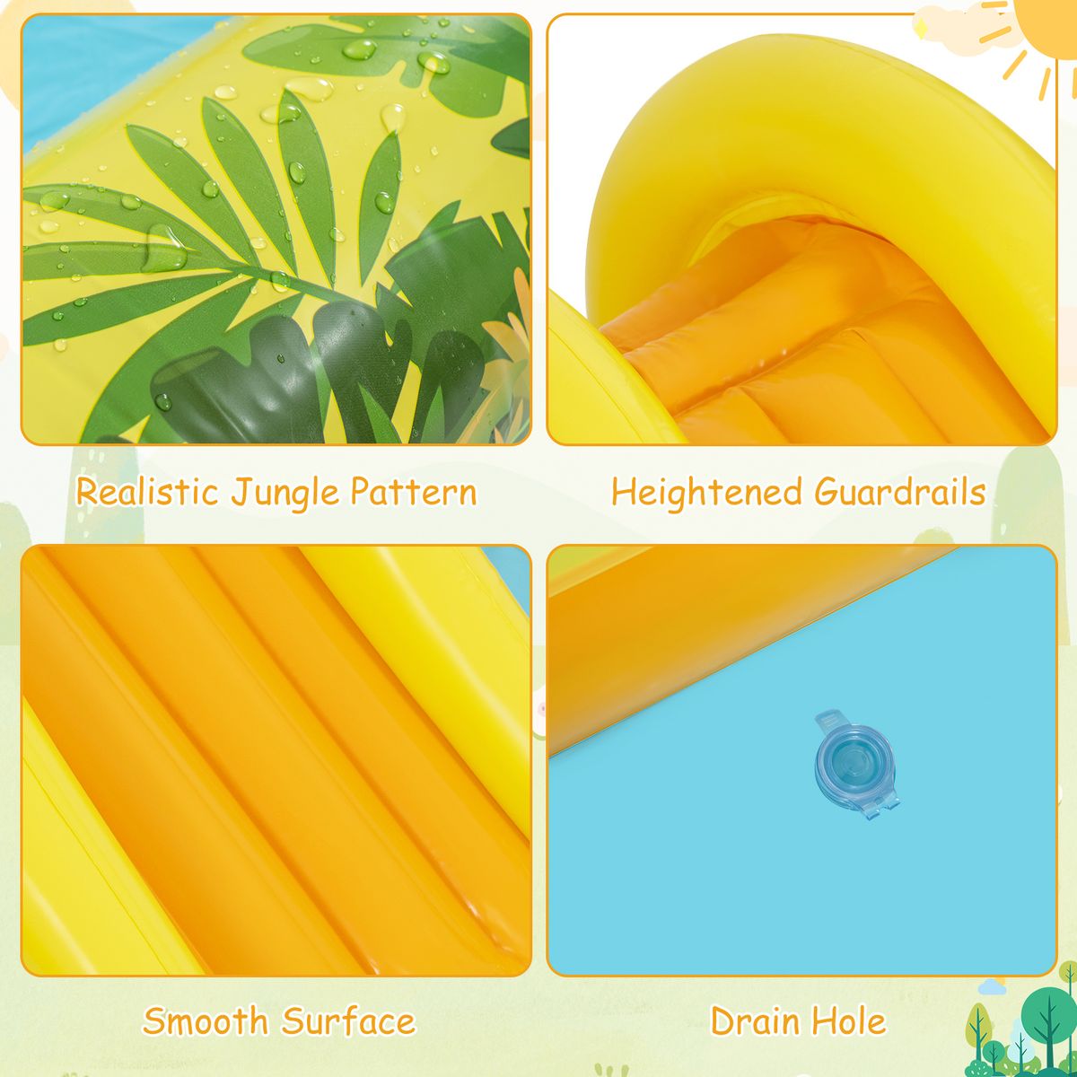 Centre de jeux gonflable Coast « Aventure dans la jungle » - Toboggan et brumisateur - Pour les enfants de 2 à 6 ans - Multicolore
