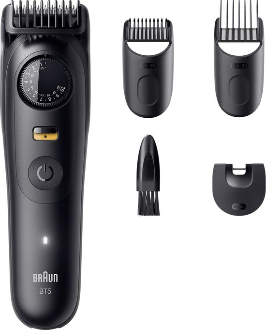 Tondeuse à barbe Braun Series 5 BT5520 + 4 accessoires - 40 longueurs - Lame de rasage tranchante - Noir