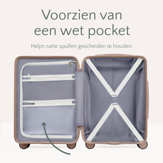 Skycases City Walker - Grande valise de voyage 94L - Légère et résistante - Roues pivotantes à 360° - Verrouillage TSA d'origine - Housse de protection et pochette humide incluses - 76 x 52 x 29 cm - Beige