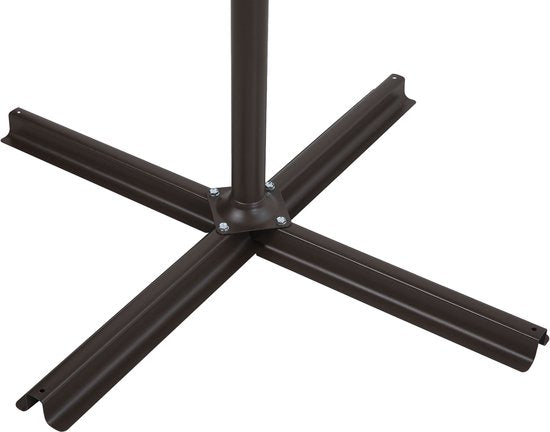 Parasol suspendu AXI Dion Ø 300 cm, aspect chêne/beige – Armature thermolaquée avec pied en croix