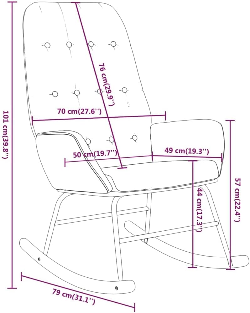 Fauteuil à bascule VidaXL avec revêtement en tissu - Noir - 70 x 79 x 101 cm