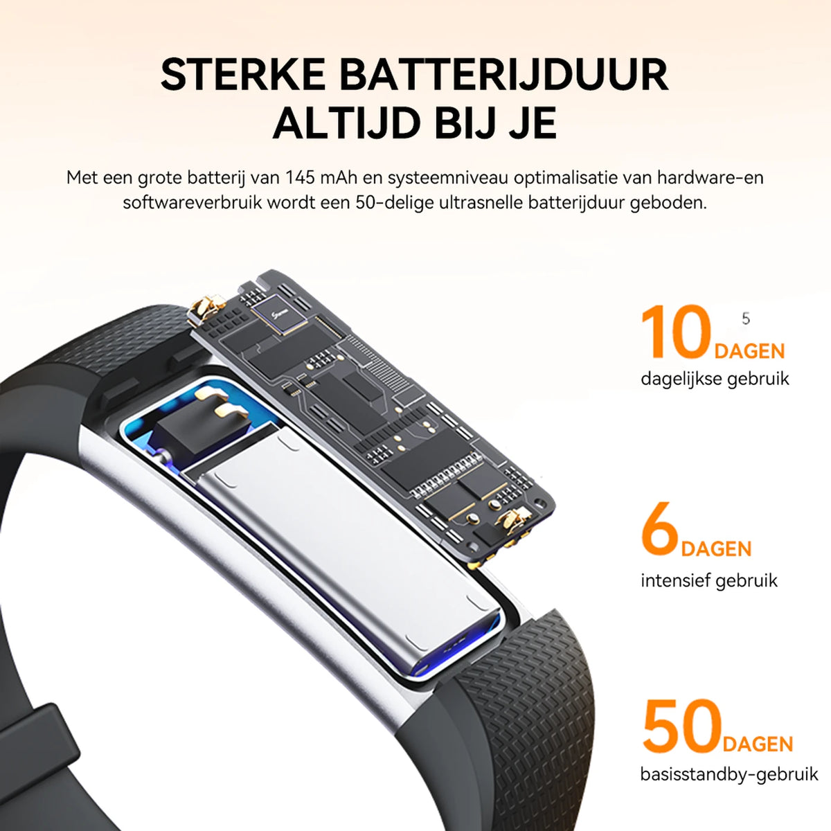 Fittek S5 - Bracelet d'activité - Noir - Écran TFT 0,96 pouces, IP68, Bluetooth 5.3