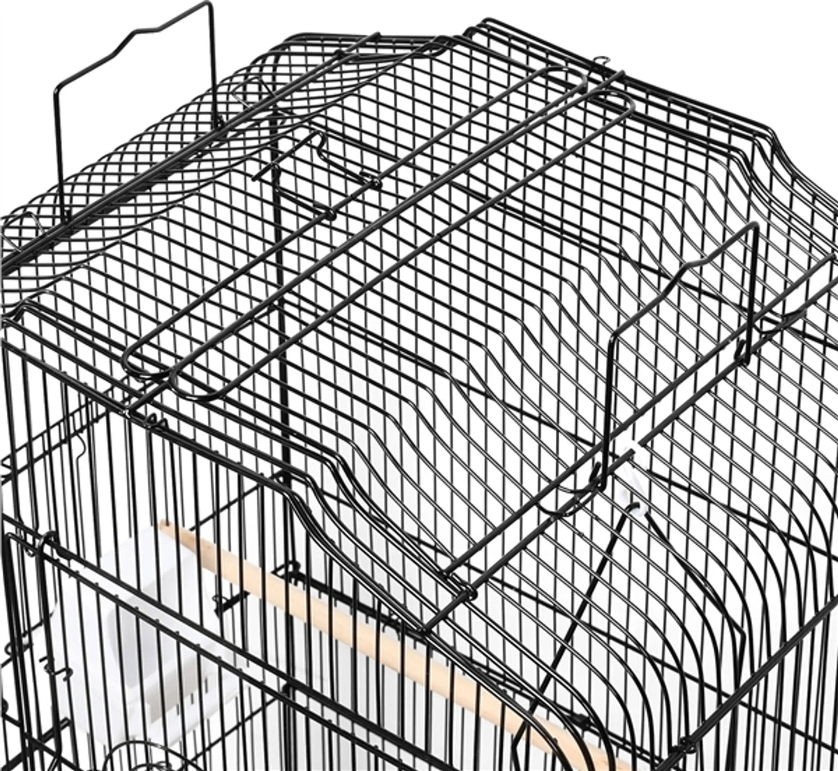 Yaheetech : grande cage à oiseaux avec toit ouvert et balançoire, 46 x 35 x 104,5 cm – Noir classique – Métal