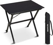 TRVLMORE Table de camping - 80x58x71 cm - Légère avec structure en aluminium - Table pliante réglable - Table de camping - Table pliante - Noir