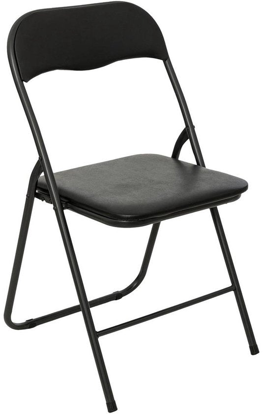 Chaise pliante avec assise en PVC - Noir - 44 x 48 x 79 cm - Métal - Chaises d'appoint - Pliable