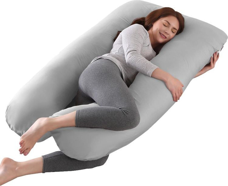 Coussin de maternité XXL - Litollo® - Coussin d'allaitement - Coussin de corps - 280cm - Housse amovible - Gris