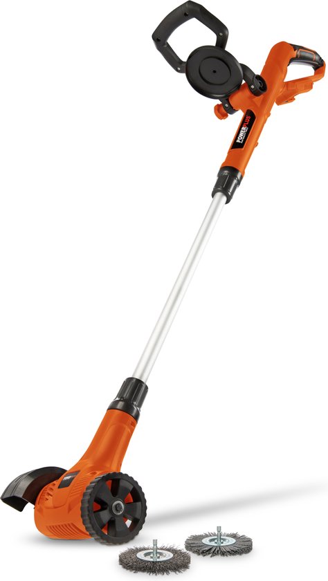 Désherbeuse télescopique à batterie Dual Power POWDPG8060 - Désherbeuse 20 V, sans batterie ni chargeur, avec brosse en nylon et en acier, outil de jardinage