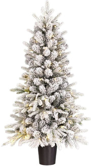 Black Box Trees Sapin de Noël artificiel Grimshaw avec neige H120 x P60 cm - Sapin artificiel en pot - Sapin de Noël artificiel d'intérieur - 206 branches - Vert