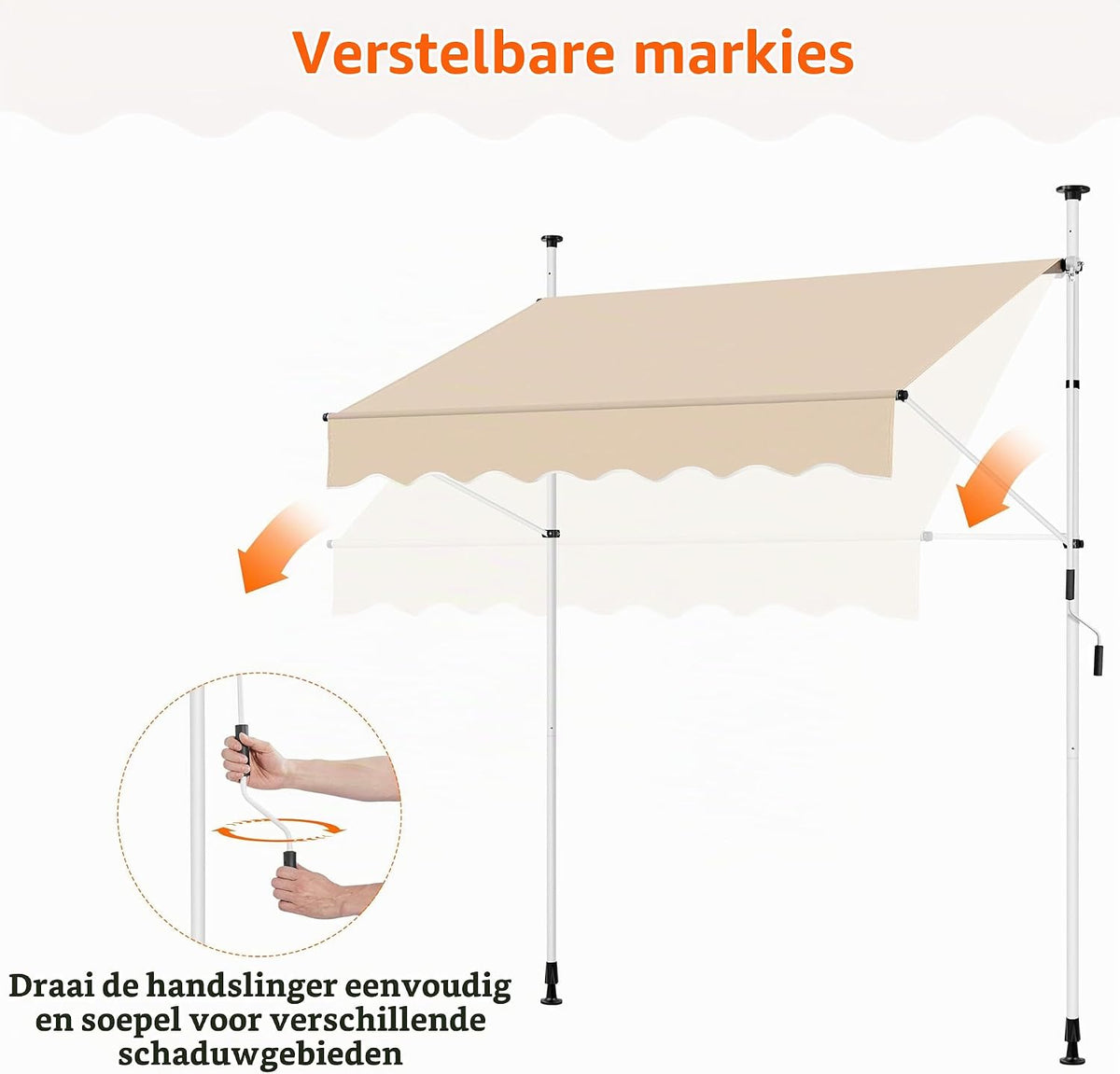 Store à pince Yaheetech 250 × 180 cm – réglable en hauteur, avec manivelle, beige