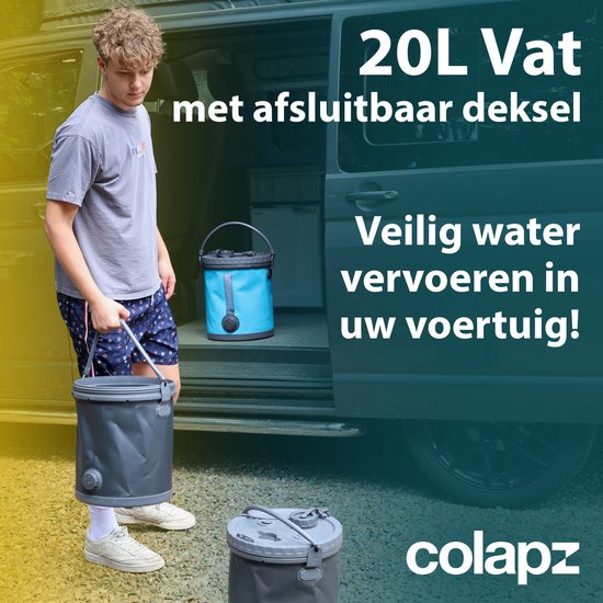 Colapz – Cruche pliable Premium 20 L – Réservoir d'eau de camping sans BPA avec couvercle verrouillable et robinet – Conteneur robuste pour eau potable, idéal pour l'extérieur, le jardin et le camping-car