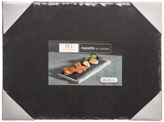 Secret de Gourmet : Planche de service pour amuse-bouches/amuse-gueules - 24 x 32 cm - Ardoise - planche à apéritif - planche à tapas - planche à fromage