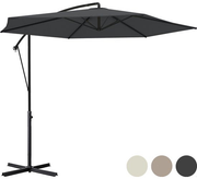 LifeGoods Parasol flottant - jusqu'à 8 personnes - Ø300cm - imperméable - avec housse et base en croix - jardin ou plage - Gris foncé