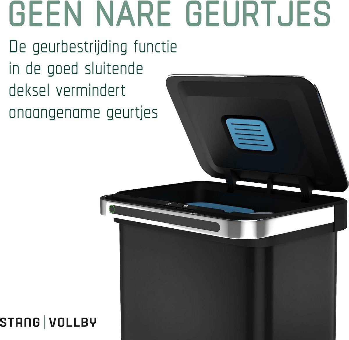 StangVollby Poubelle automatique avec capteur - fermeture automatique douce - Poubelle tri sélectif -4 compartiments -  4 compartiments  -Acier inoxydable -  60 L