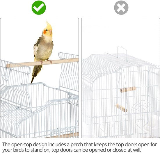 Yaheetech Cage d'oiseau volière cage d'oiseau pour perroquet kit de vagues approx. 46 x 36 x 92 cm blanc