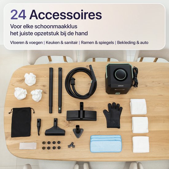 Nettoyeur vapeur LUMAN MAX – 2 600 W - 60 min d'autonomie - Réservoir d'eau de 2,5 L – Nettoyeur vapeur à main et nettoyeur de tapis - Noir