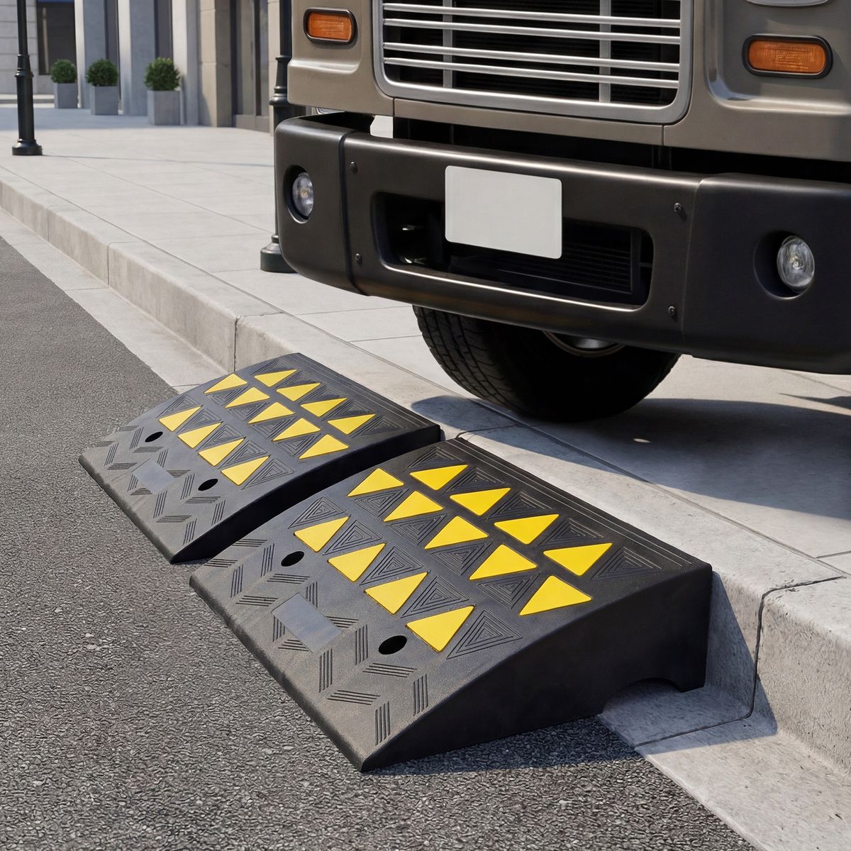 Kit de rampes d'accès Coast - capacité de charge de 15 tonnes - caoutchouc antidérapant - noir/jaune - 49 x 37 x 16 cm