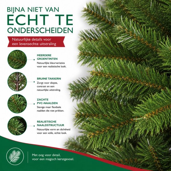Sapin de Noël artificiel Triumph Tree Tuscan - Décoration de Noël d'intérieur à la forme naturelle - Sapin artificiel avec système d'assemblage par emboîtement à code couleur - H 155 x Ø 99 cm - Vert