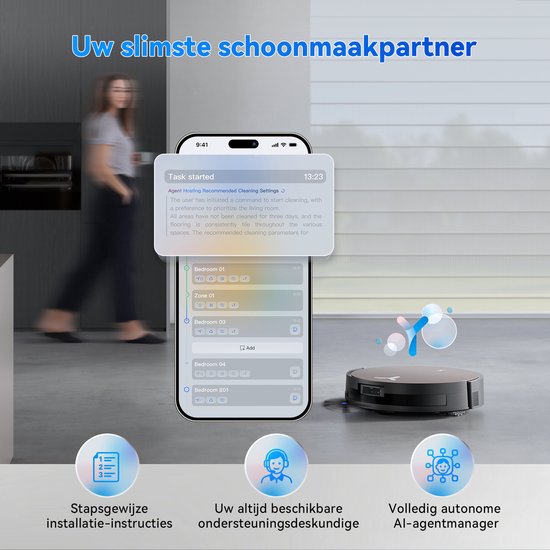Robot aspirateur ECOVACS DEEBOT X11 PRO OMNI – 19 500 Pa – Recharge rapide PowerBoost – Serpillière à rouleau OZMO – Système anti-enchevêtrement ZeroTangle 3.0 – Détection des taches par IA 2.0 – Station OMNI 2.0 autonettoyante – Système d'escalade TruePa