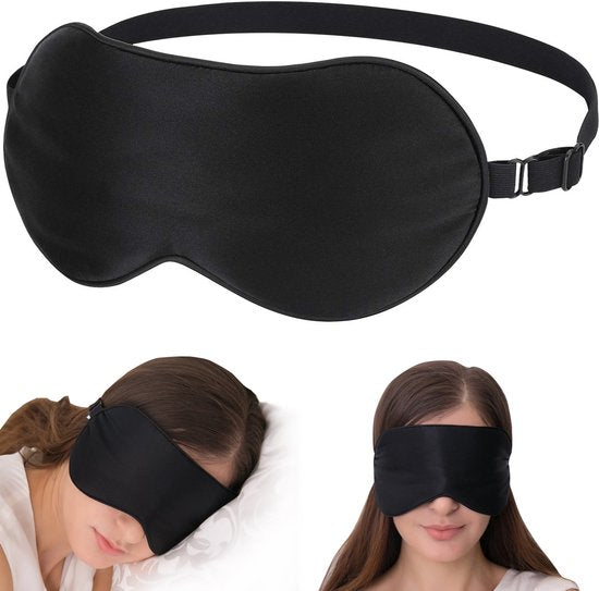 Masque de sommeil en soie Northwall Premium avec bouchons d'oreille - Masque occultant à 100 % - Réglable - Noir