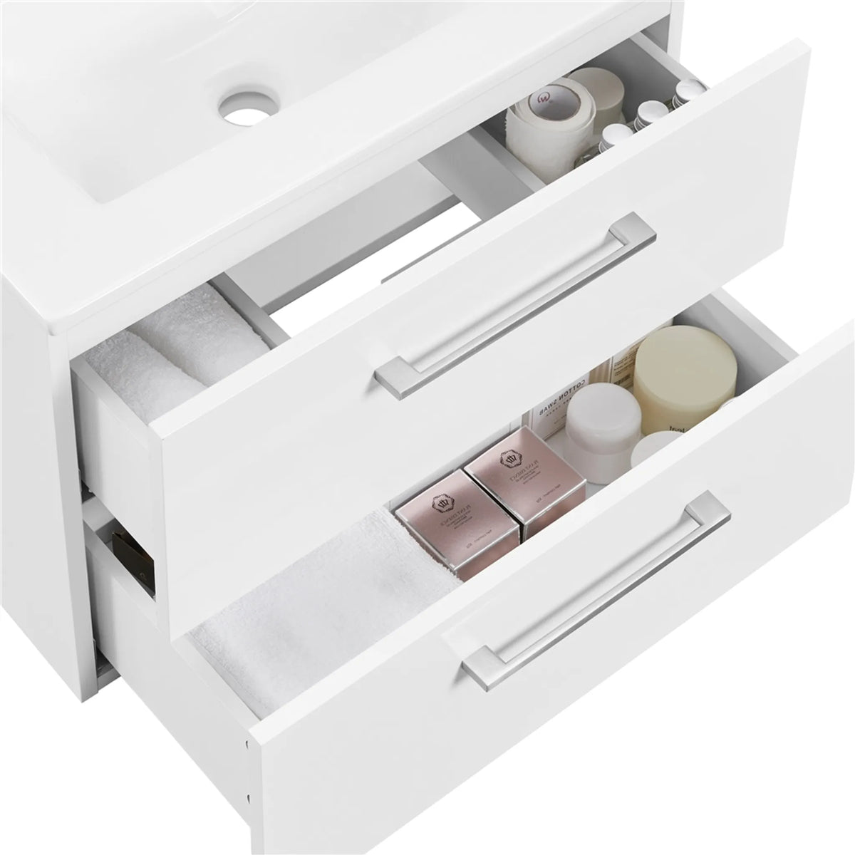 Meuble sous-lavabo suspendu Yaheetech avec lavabo en céramique - 2 pièces - 61 x 39,5 x 45,5 cm - Blanc
