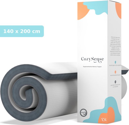CozySense® Topper 140x200 - Surmatelas - Matelas de pont - Mousse à mémoire de forme avec gel réfrigérant - CertiPUR® - Fermeté - 8 CM - Housse lavable