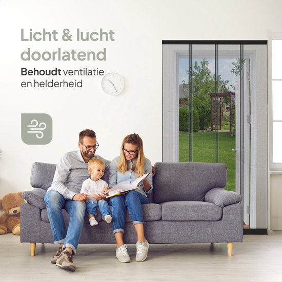 O'DADDY® Fly Curtain Slat Screen - 100x260 cm - Rideau de porte - Porte - Design ajustable - Fibre de verre - Moustiquaire de porte noire