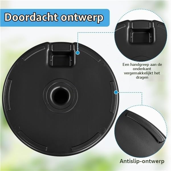 Pied de parasol Yaheetech aspect rotin, à remplir d'eau ou de sable – compatible avec les mâts de parasol de Ø 38/48 mm – Ø 50 x 30 cm – noir