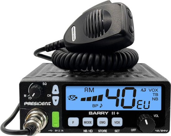 Modèle President Barry II Plus, version VOX 12/24 V, avec 5 canaux President pour radio CB mobile