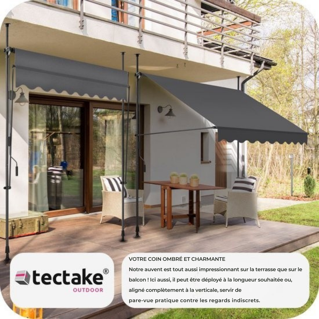Store - Tectake - Store à pinces - Parasol réglable - 150 x 180 cm -  Noir
