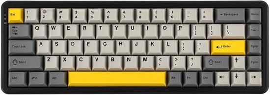 Ajazz AK680 MAX HE - Clavier gaming filaire à 65 % - Touches magnétiques - Effet Hall - Rapid Trigger - QWERTY - Jaune clair de lune