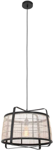 Anne Lighting - suspension - Capos - noir - bois et tissu - Ø 48 cm - E27 - 3511ZW