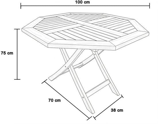 Table de jardin octogonale AXI Sana en teck – 100 x 100 x 75 cm – Pliable – Table pliante octogonale – Table de jardin en bois – Marron – Pour 4 personnes – Pour le jardin, la terrasse et le balcon