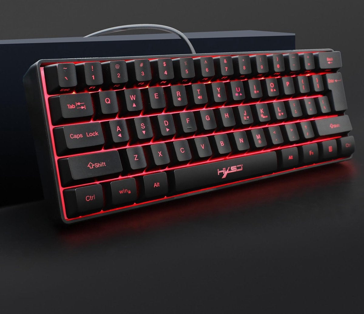Clavier RGB HXSJ Gaming V700, 61 touches avec agencement Qwerty, LED, Noir