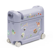 Stokke JetKids BedBox, Arctic Blue - Valise à roulettes pour enfants de 2 à 7 ans (jusqu'à 35 kg) - Peut se transformer en lit - Avec matelas, autocollants décoratifs et sangle de transport réglable