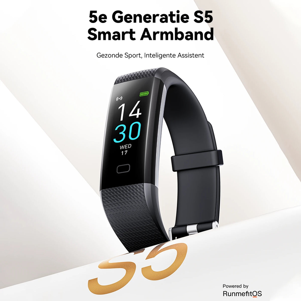 Fittek S5 - Bracelet d'activité - Noir - Écran TFT 0,96 pouces, IP68, Bluetooth 5.3