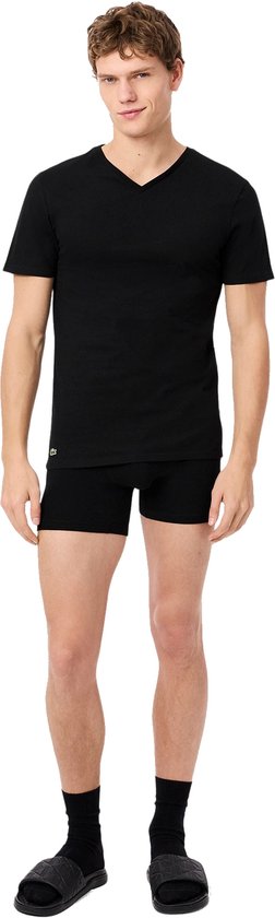 T-shirts Lacoste pour homme à col en V, 3 pièces, noir basique