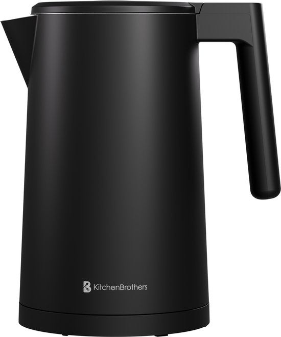 KitchenBrothers Bouilloire - 1,7L - Avec contrôle de la température - Électrique - Fonction maintien au chaud - Affichage - Double paroi - Cool-touch - 2200W - Noir