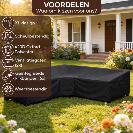 Housse de protection Villux pour banc de jardin - Housse de protection pour mobilier de jardin - Housse pour mobilier de jardin - Housse pour salon de jardin - Salon de jardin - Imperméable - Housse pour salon de jardin - 420D - 300/98 x 300/98 x 70 cm