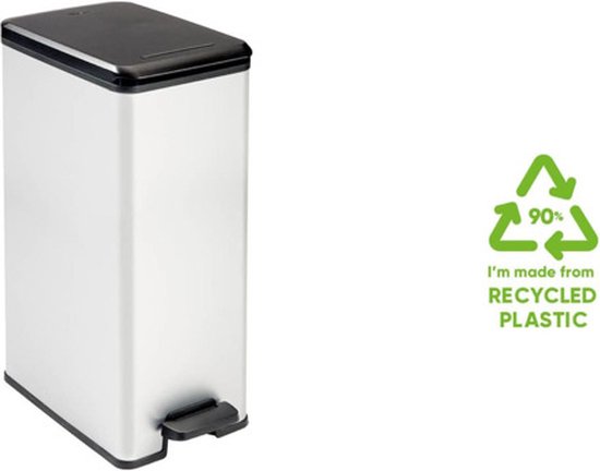 Poubelle Curver Decobin Slim - 40 litres - Metallic
