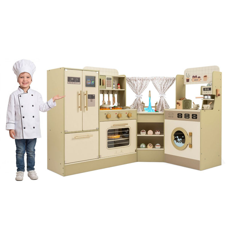 Cuisine jouet Coast pour enfants - avec robinet et lave-vaisselle - avec cuisinière et cafetière - verte