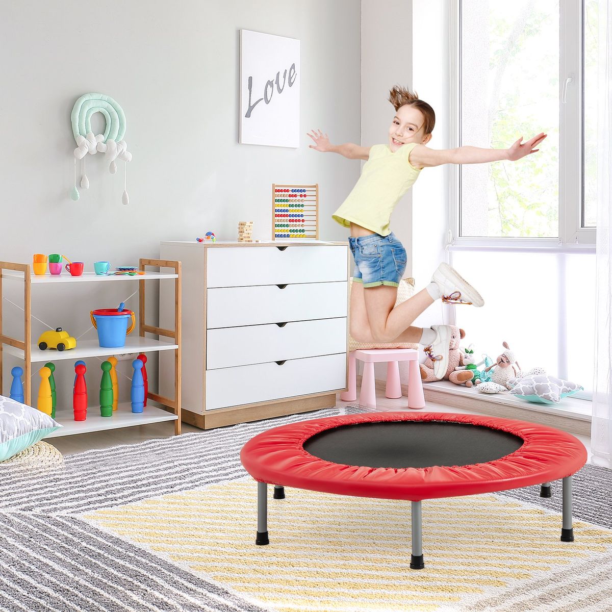 Mini-trampoline Coast - Pliable - Trampoline pour enfants jusqu'à 150 kg - rouge, Ø 97 cm