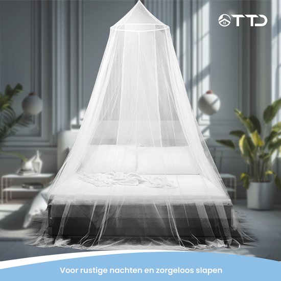 Moustiquaire XXL haut de gamme TTD® – 2 personnes – Polyester – Lavable – Anneau et kit de montage inclus