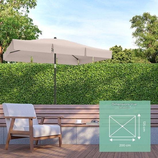 Parasol - LifeGoods - Jardin & Balcon - 200 x 125 cm - Inclinable à 30° - Imperméable - Avec Housse - Taupe