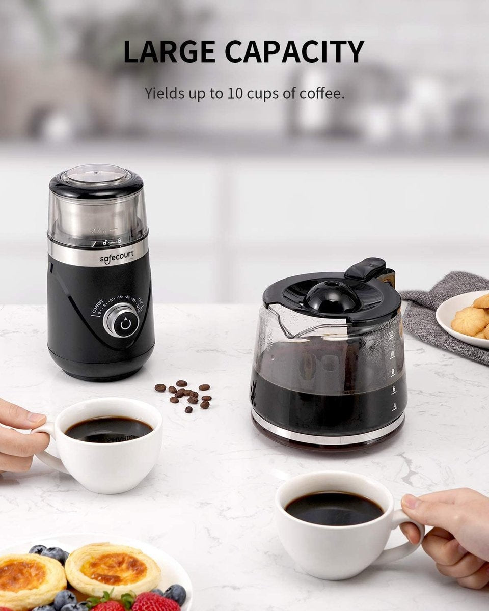 Safecourt Kitchen Electric Coffee Grinder pro - Moulin à café électrique de haute qualité - Noir