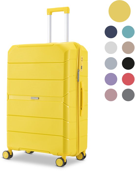 SKYCASES Urban Adventurer - Valise pour bagage à main - Verrouillage par numéro - 44L - Roues pivotantes - Valise de voyage avec serrure à bagages - Trolley léger - Jaune