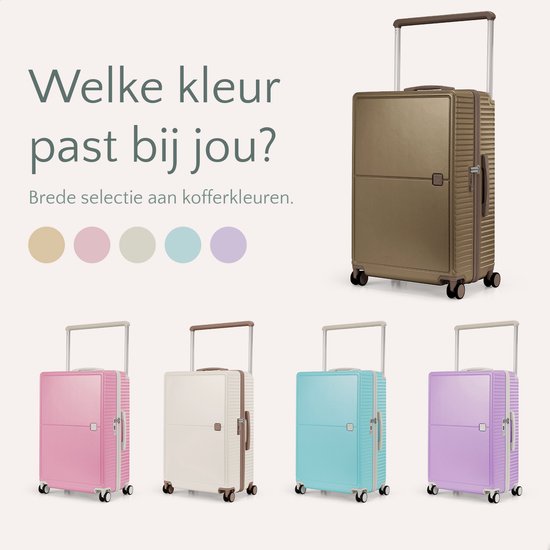 Skycases City Walker - Bagage à main Valise - 34L - Léger et solide - Roues pivotantes à 360° - Verrouillage TSA - Housse de protection incluse - Compact et spacieux - Champagne