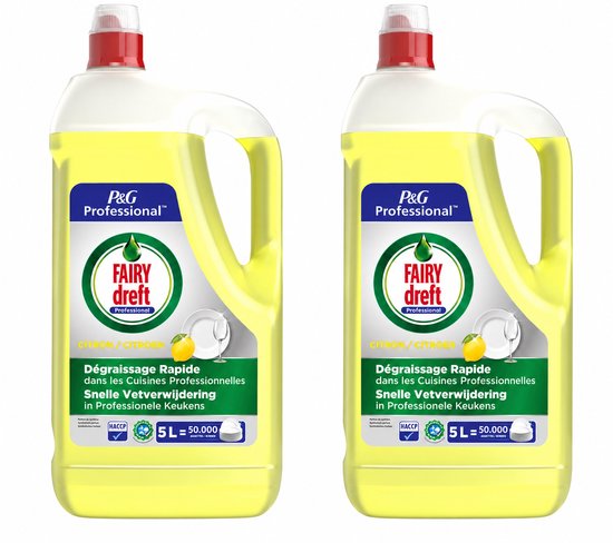 Liquide vaisselle Dreft au citron - 2 x 5 litres - Lot économique